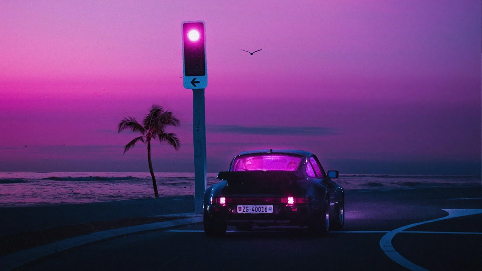 Porsche Miami Nights Synthwave 4k