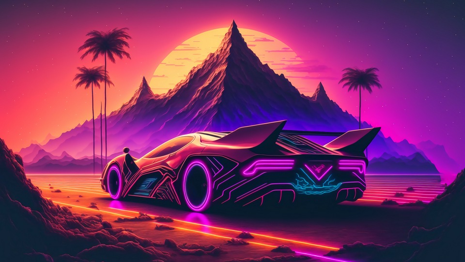 Спортивный автомобиль Synthwave