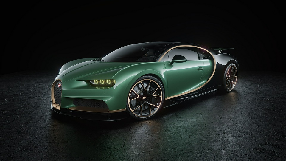 Зеленый Bugatti Chiron CGI