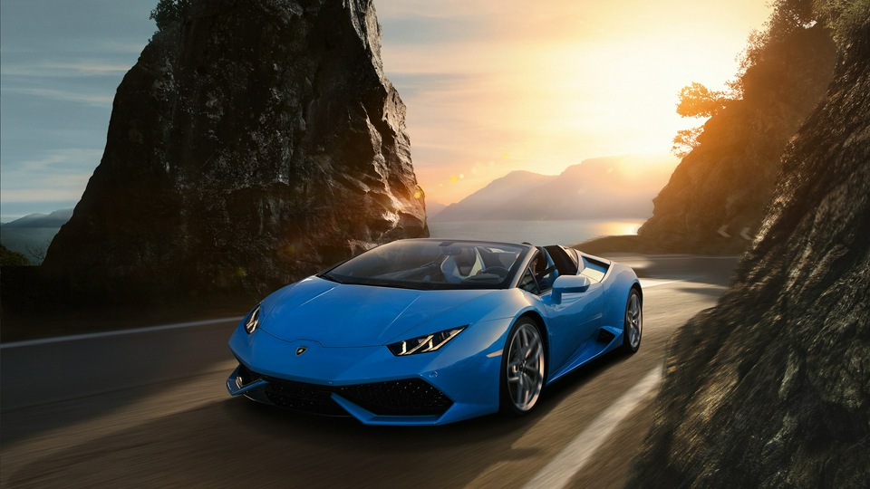 Небесно-голубой Lamborghini Huracan 4k