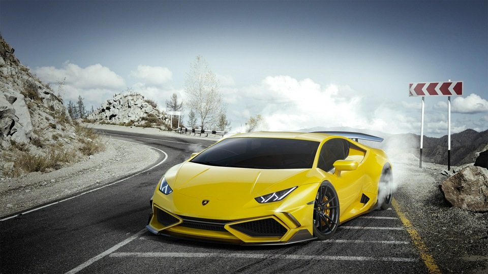 Желтый Lamborghini Huracan 4k