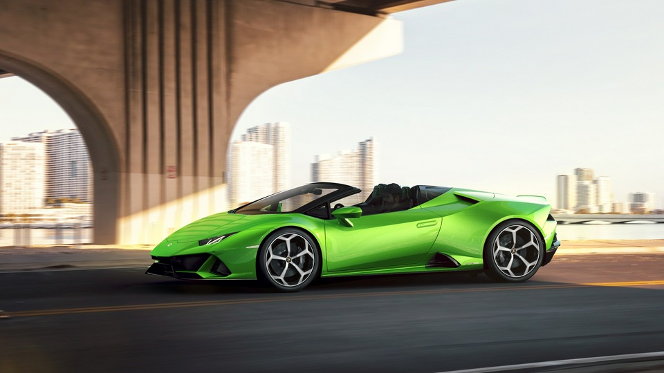 2019 Lamborghini Huracan Evo Spyder Вид сбоку