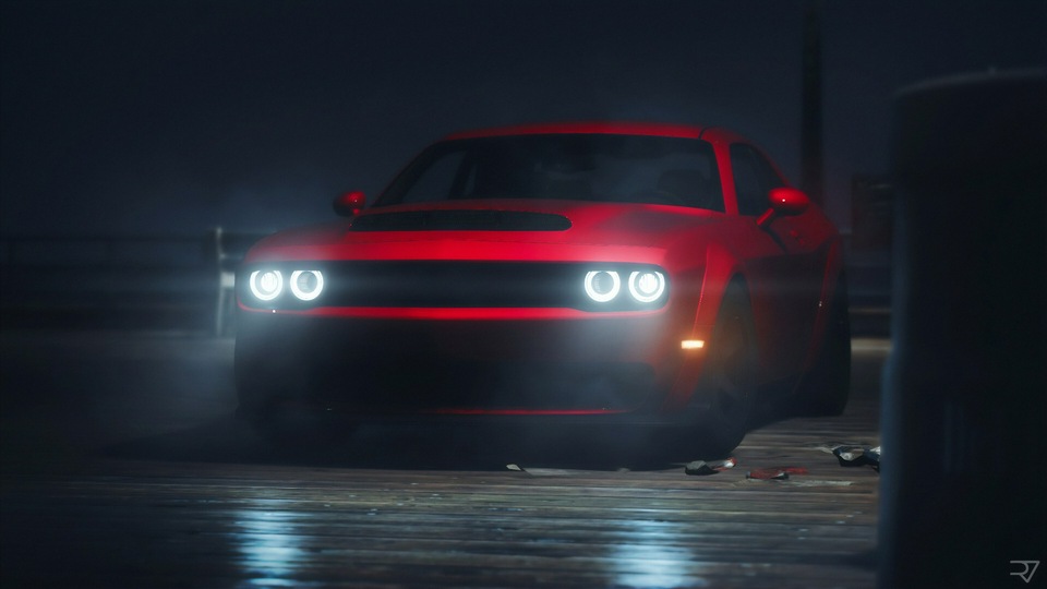 Красный Dodge Challenger Srt 4k