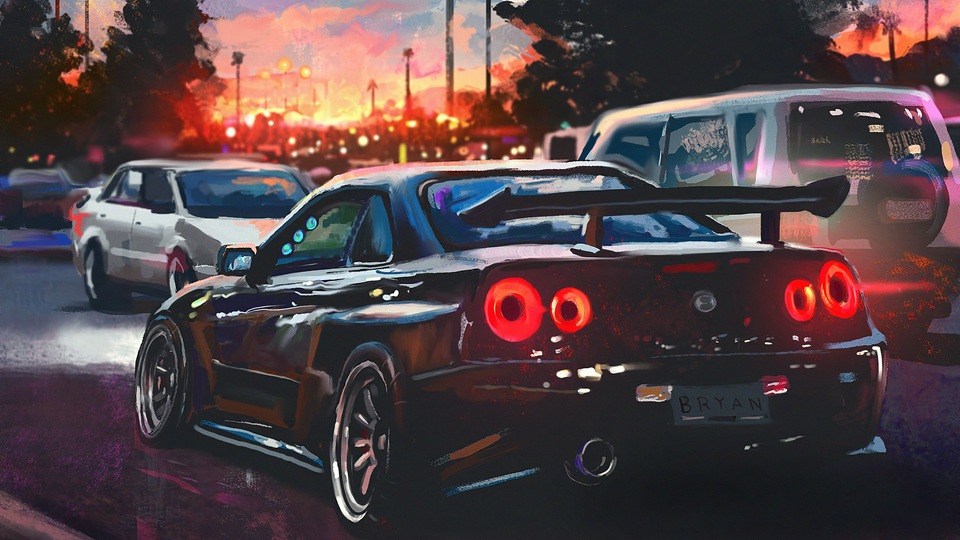 Nissan Skyline Живопись Арт 4k