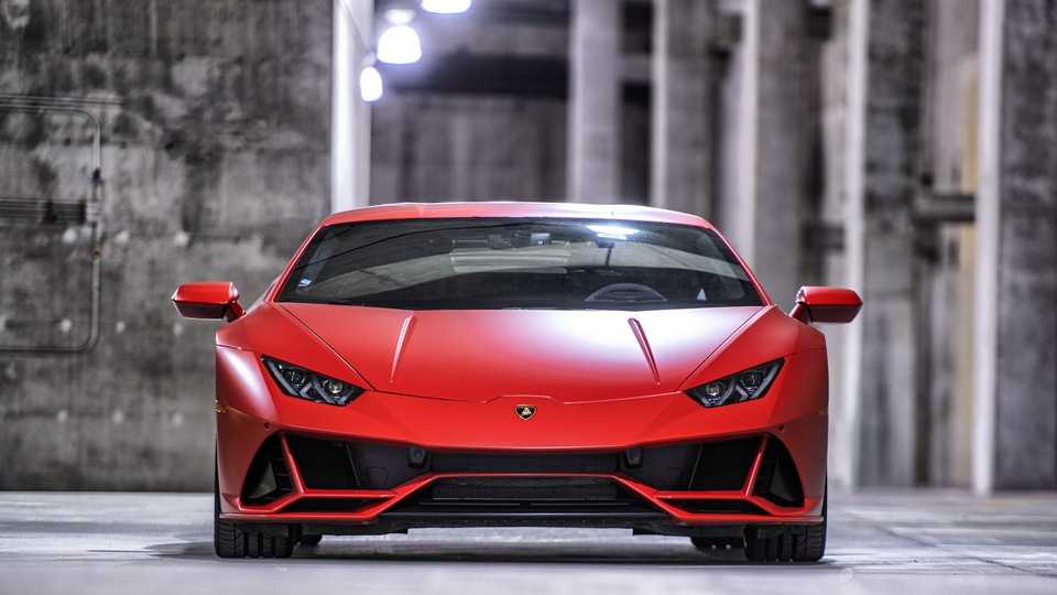 Lamborghini Huracan Evo Красный передний 4k