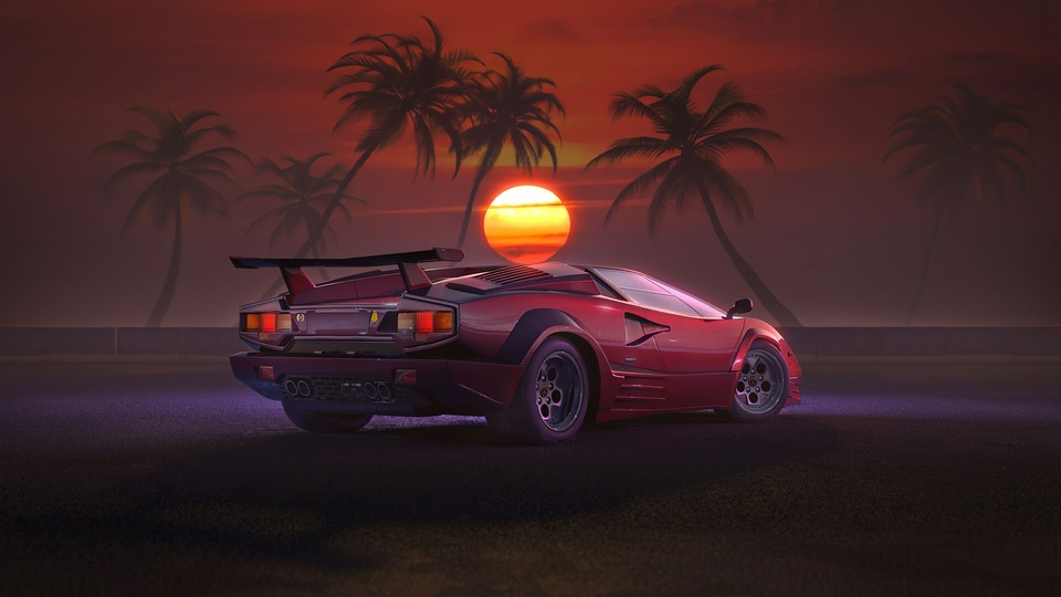 Lamborghini Countach Ретро 4k