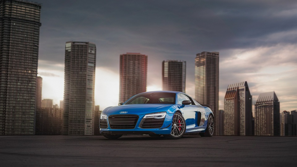 Синий Audi R8 4k