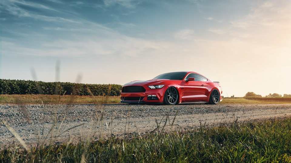 2021 Красный Ford Mustang 4k