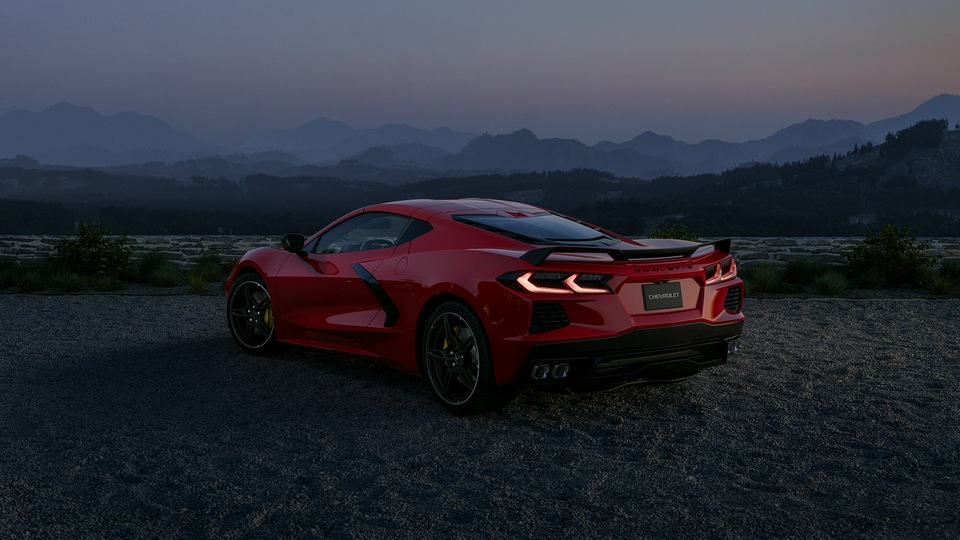 Красный Chevrolet Corvette 4k 2021 Новый