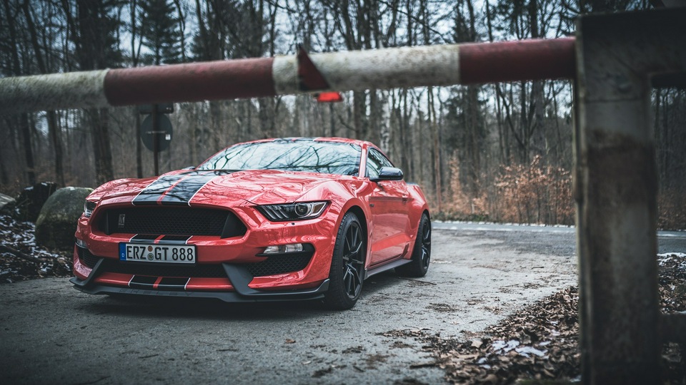 Ford Mustang Shelby GT350 Красные полосы 4k