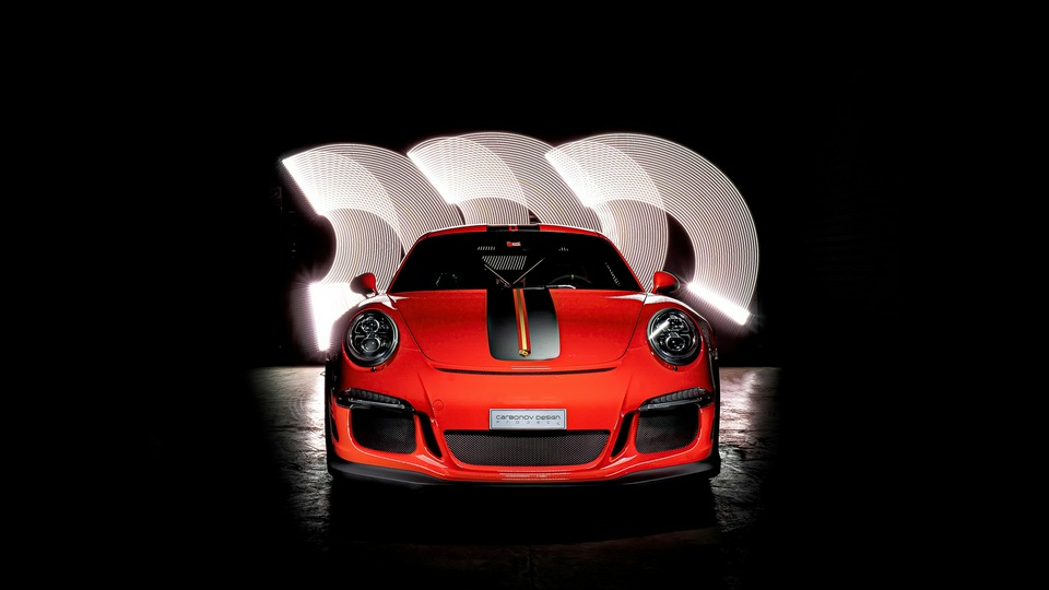 Porsche GT3RS красного цвета 5k