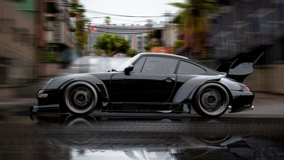 Черный Porsche Rain Motion 5k