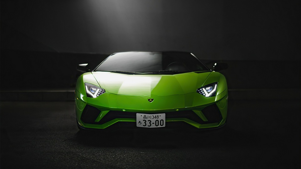 Зеленый родстер Lamborghini Aventador S 4k