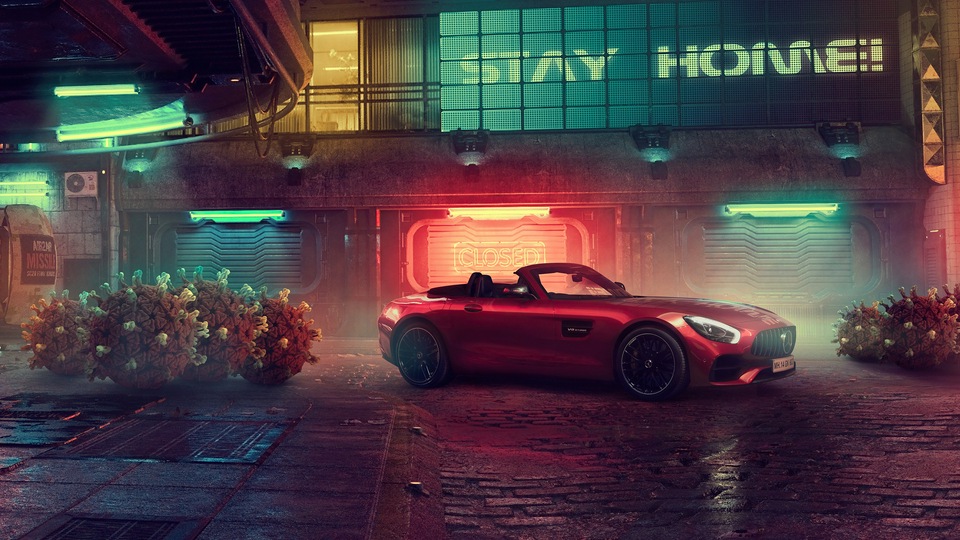 Красный Mercedes AMG GT Roadster 5k