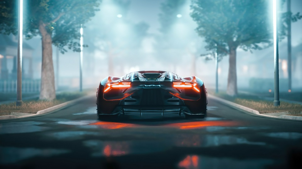 Lamborghini Terzo Millennio сзади 5k