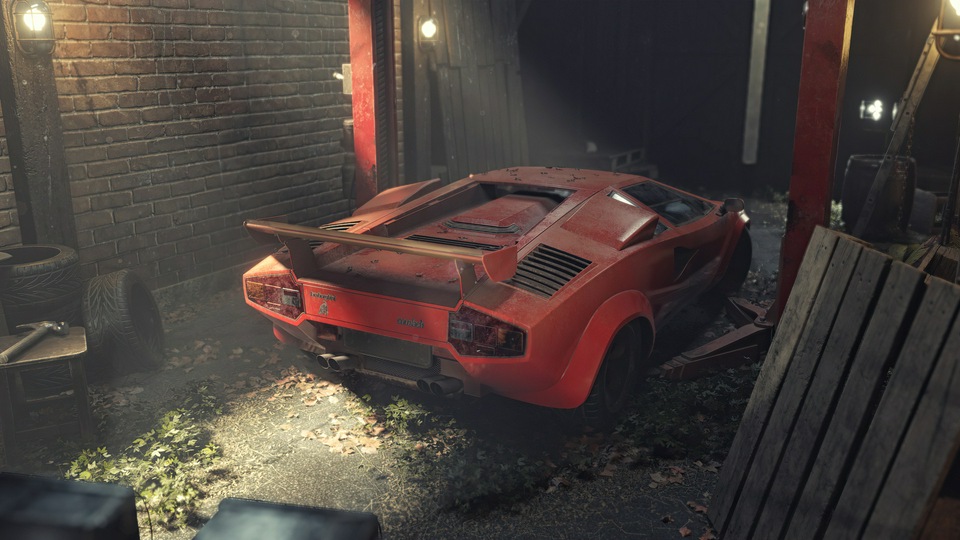 Lamborghini Countach в пыли 4k