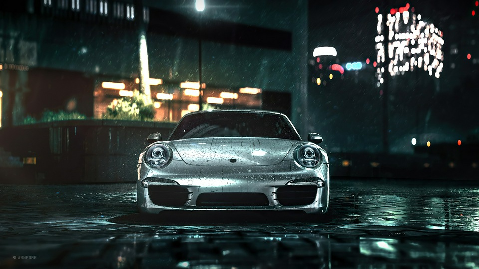 Porsche 911 Дождь 4k