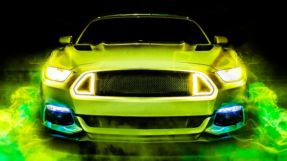 Зеленый Ford Mustang 4k