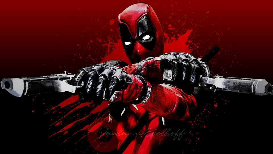 Deadpool Blood Guns Глюк Арт 4k