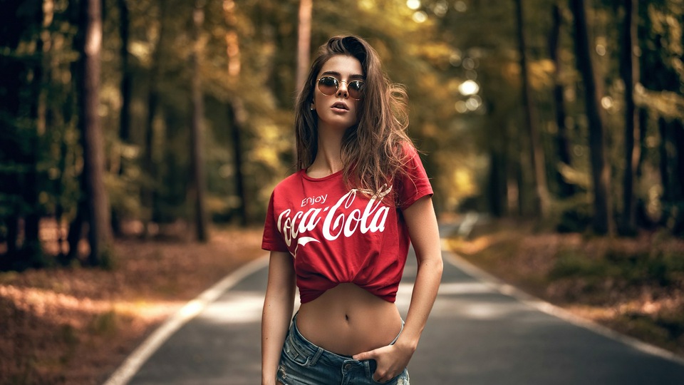 Девушка Солнцезащитные очки Coca Cola Платье 4k