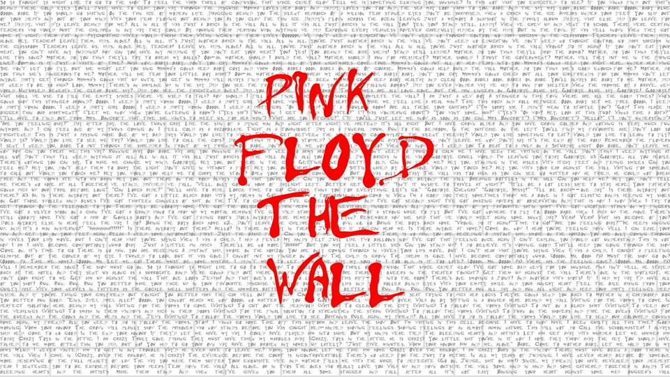 Типография Pink Floyd The Wall 4k