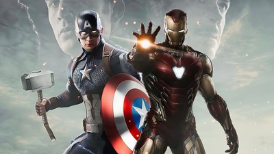 Обложка "Капитан Америка против Железного человека" в формате 4k