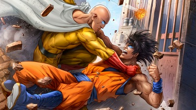 Гоку и One Punch Man 5k Арт