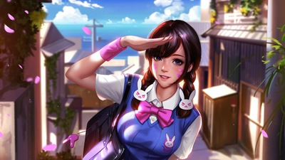 Искусство школьной формы Dva Overwatch