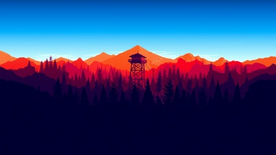 Firewatch Лес Горы Минимализм 4k