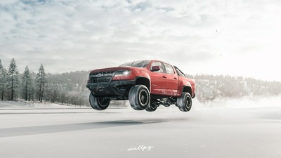 Chevrolet Truck Jump Snow Forza Horizon 4 4k