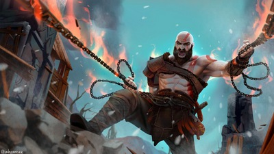 Кратос в произведении искусства God Of War