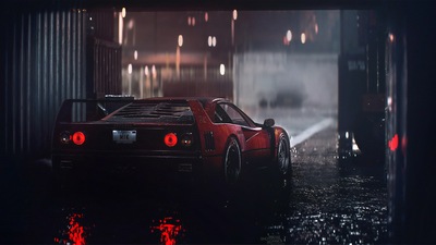 Ferrari F40 Дождь 4k