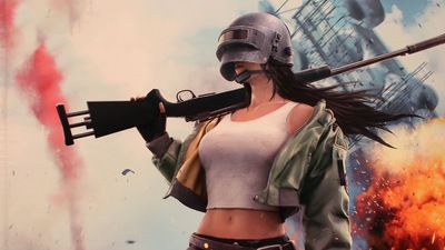 Девушка в шлеме Pubg 4k