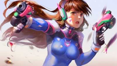 Dva Overwatch с оружием 4k