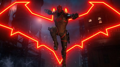 Логотип Red Hood Gotham Knights 4k