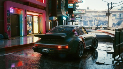 Porsche Cyberpunk 2077 в городе 5k