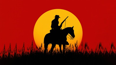 Силуэт ковбоя Red Dead Redemption 2 5k