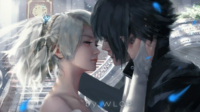 Иллюстрации Лунафреи и Ноктиса от Wlop Final Fantasy