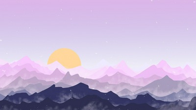 Солнечные Горы Розовое Цифровое искусство