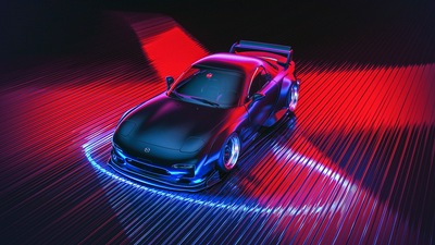 Mazda Rx7 Ретро Цифровое искусство