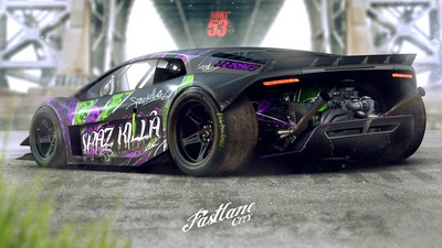 Цифровое искусство толстых шин Lamborghini