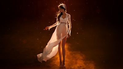 Симпатичная Девушка в Белом платье