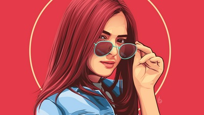 Цифровое искусство девушки в городских очках 4k