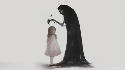 Цифровое искусство Смерти и детей