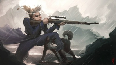 Девушка с Собакой ведет Прицельный огонь