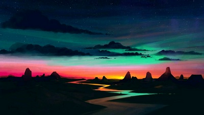 Фантастический пейзаж заката