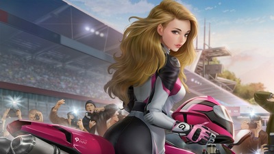 Девушка на гоночном велосипеде