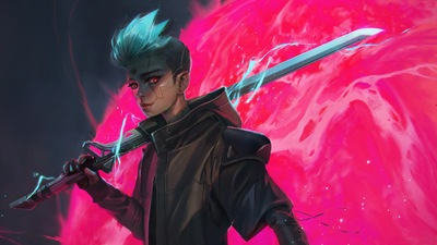 Воин с красными глазами 4k