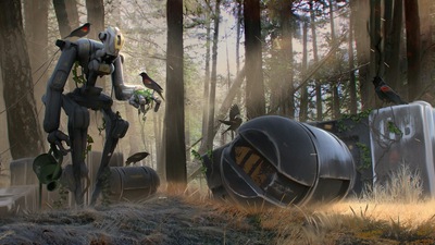 Робот Утреннее время 4k