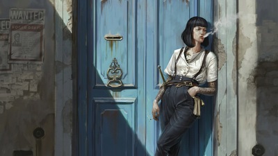 Девушка, курящая искусство Cigratte